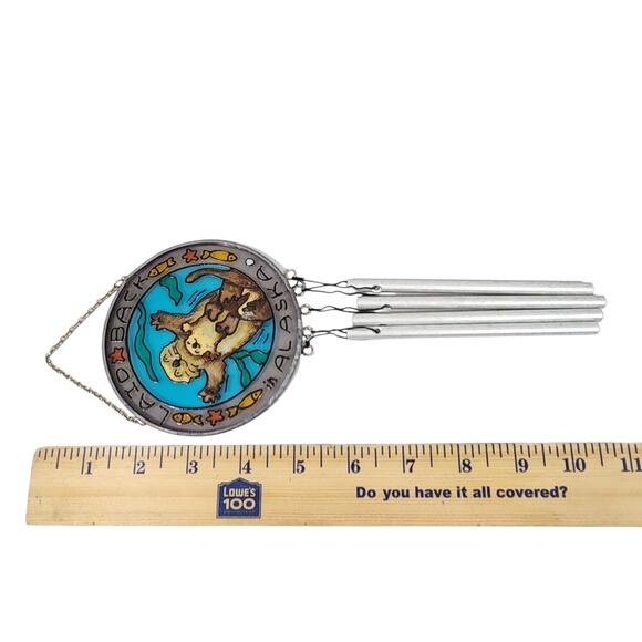 VTG ALASKA STAINED GLASS WIND CHIME OTTER SOUVENIR KEEPSAKE PATIO GARDEN DECK - Picture 5 of 5